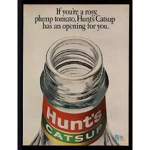  1967 Hunts Catsup Has Opening Bottle Print Ad (11762 
