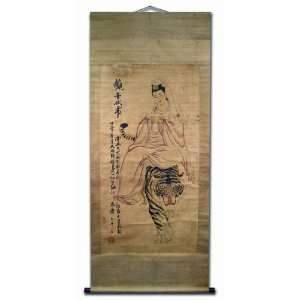 Antique Finish Large Hand Painting Chinese Scroll Art  