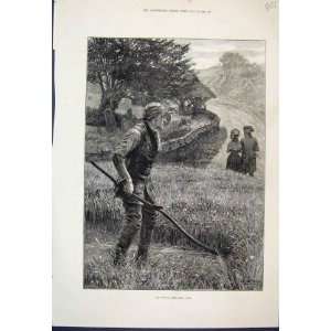    The Mower Man Grass Cutting Scythe Sketch 1880