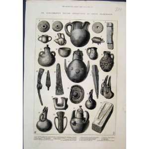  Dr Schliemanns Trojan Antiquities Vessels 1878 Print