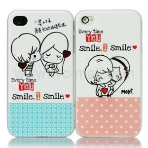  2 PCS Romantic Lovers Hard Plastic Case for Iphone 4 (Pink 