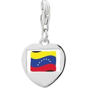   Silver Venezuela Flag Photo Heart Frame Charm Pugster Jewelry