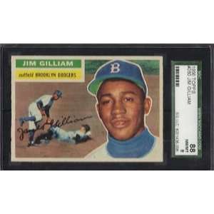  1956 Topps #280 Jim Gilliam Dodgers SGC 88  PSA 8   MLB 