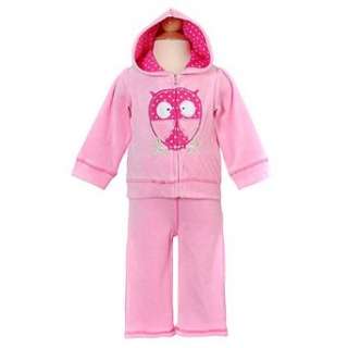   Girls Cute Pink Owl Applique Velour Track Suit 3 6M BT Kids Clothing