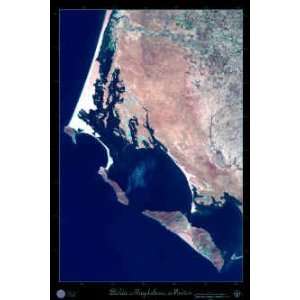 Laminate Bahia Magdalena Baja California Mexico satellite poster map 