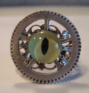 Victorian Steampunk Reptilicus Machinus Grn Eye Ring  