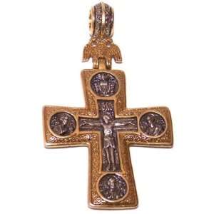 Apostles Crucifix  24K Thick Gold and 925 silver (5.1 cm or 2 inches 