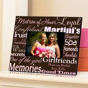  Personalized Maid of Honor Frame   Pink on Brown