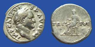 GA* Vespasian Silver Denarius Vesta TRI POT across  