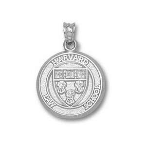 Harvard Crimson Law School Round Shield Pendant   Sterling Silver 