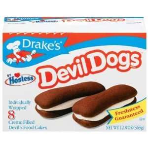 Drakes by Hostess 8 ct Devil Dogs Creme Filled Devils Cakes 12.8 oz 