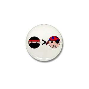  Ninjas Greater Than Pirates Funny Mini Button by  