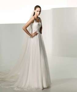 Manuel Mota Selene Sleeveless Chiffon Couture Bridal Wedding Gown 