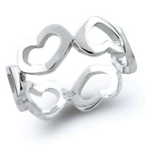   Jewelry Sterling Silver Open Heart Band Ring MORE SIZES   5 Jewelry