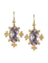   Sugar Buzz 18k Gold and Faceted Rose de France Oval Earrings