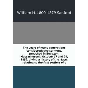   first settlers of t William H. 1800 1879 Sanford  Books