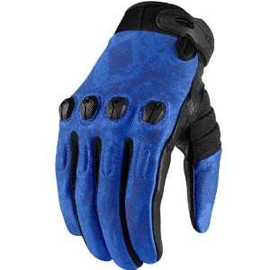 Icon Sub Motorcycle Gloves w/Armor Etched Blue XL