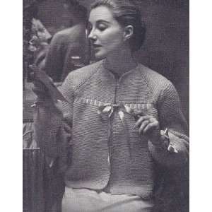 Vintage Knitting PATTERN to make   Knitted Bed Jacket Sweater Ribbon 
