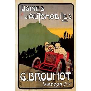  AUTOMOBILE USINES G BROUHOT VIERZON CAR VINTAGE POSTER 