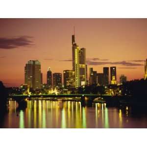  City Skyline at Sunset, Frankfurt Am Main, Hessen, Germany 
