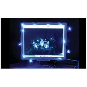  Snow White USB Powered 15 Snowflake LED Lights, Clear Blue 