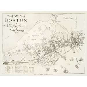  Reproduction of a 1722 Antique Map of Boston by John 