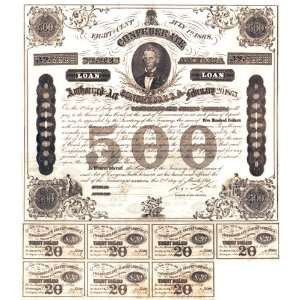 Confederate States of America $500 Bond of 1863 