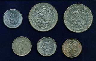 MEXICO ESTADOS UNIDOS 50 PESOS COINS 1982, 1984, 1984, 1987, 1988 