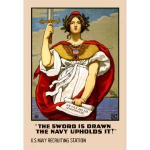   The Sword in Drawn, The Navy Upholds It 12X18 Canvas