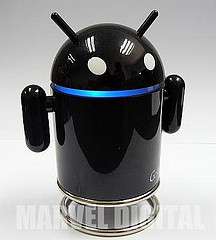 Black Android Robot Mini Speaker  USB 8GB TF Card & FM Radio Player 