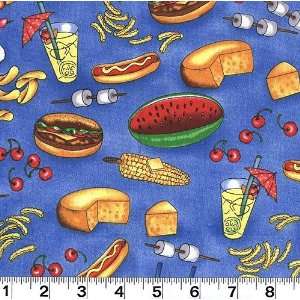  Wide Party Ants Food Blue Fabric By The Yard Arts, Crafts & Sewing