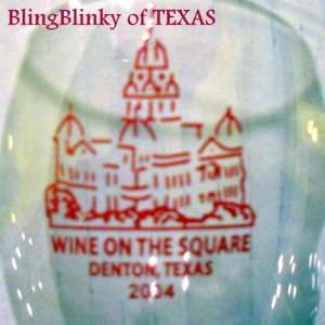 Denton Texas Wine on the Square Courthouse UNT Eagles Footed Stemware 
