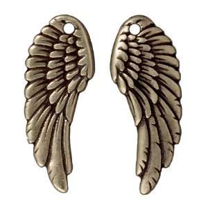  Brass Oxide Finish Lead Free Pewter Wing Charms 28mm (2 