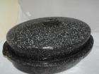 VTG Black White Speckled Graniteware XL Roaster Pan  
