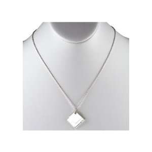  Sterling Silver Double Square Pendant Necklace Jewelry