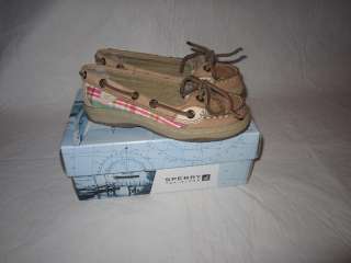 SPERRY Top Sider ANGELFISH Linen Pink Plaid Toddler girls 11 Shoes NEW 