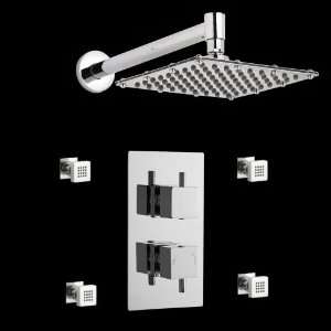 Astbury Twin Concealed Thermostatic Shower Valve With Diverter, Sheer 