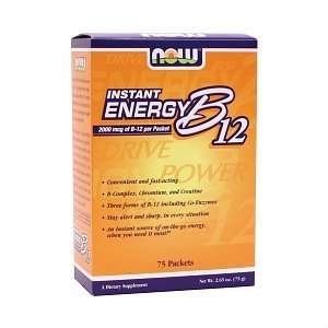 NOW Foods Instant Energy B 12, 2,000mcg, Packets 75 ct (Quantity of 3)