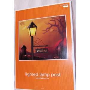  Lighted Halloween Lamp Post with Spider Web Welcome Sign 