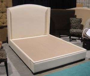 Upholstered headboard bed platform w/ nail heads Queen  