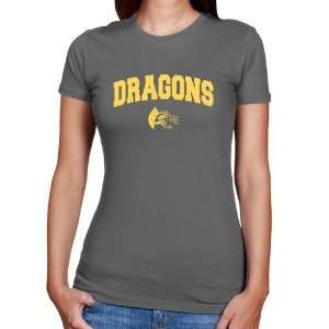  NCAA Drexel Dragons Ladies Charcoal Logo Arch Slim Fit T 
