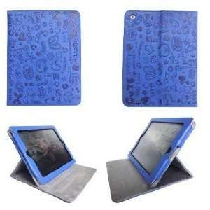  iPad 2 Smart Cute PU Leather Case LW DB (Dark blue 