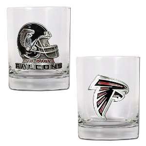 Atlanta Falcons NFL 2pc Rocks Glass Set   Primary Logo & Helmet Logo 