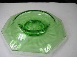 Vintage Depression Glass Green Octagonal Center Bowl  