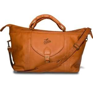  Pangea Tan Leather Top Zip Travel Bag   Baltimore Orioles 
