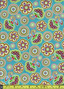 Anthology Blue Sweet Tooth Flower Paisley Cotton Fabric  