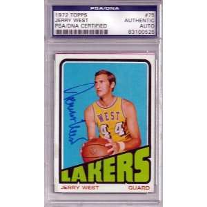 Jerry West Autographed 1972 Topps Card PSA/DNA Slabbed  