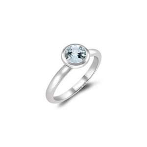  0.58 Cts Sky Blue Topaz Solitaire Ring in 14K White Gold 7 