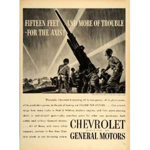  1942 Ad WWII Anti Aircraft Gun Gunner Chevrolet GM WW2 