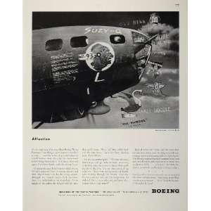  1943 Ad WWII Boeing Aircraft Flying Fortress Suzy Q WW2 